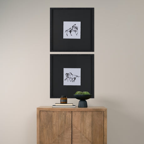 Galloping Silhouette by Santhosh ch Hand-Embellished Framed Artwork Matted under Glass from Mercana - Luna Furniture