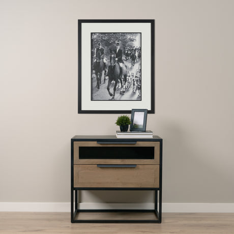 Sloan Light Brown W/ Black Metal Frame Side Table from Mercana - Luna Furniture