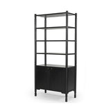 Phil Black Wood 2 Door 3 Shelves Open Shelving Unit from Mercana - Luna Furniture