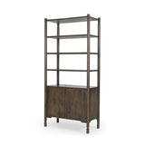 Phil Dark Brown Wood 2 Door 3 Shelves Open Shelving Unit from Mercana - Luna Furniture