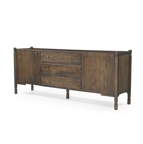 Phil Dark Brown Wood 2 Door 3 Drawer Closed Sideboard from Mercana - Luna Furniture
