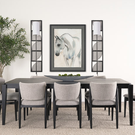 Navin 10x46.5 Black Metal Body White Fabric Shade Rectangular Wall Sconce from Mercana - Luna Furniture