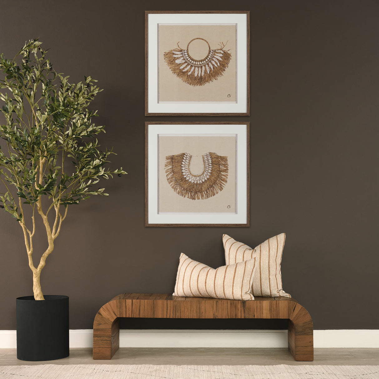 Merrick 14x26 Lumbar Natural Beige w/ Orange Stripes Decorative Pillow from Mercana - Luna Furniture