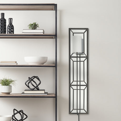 Noah 12.2x55 Black Metal w/White Fabric Shade Rectangular Wall Sconce from Mercana - Luna Furniture