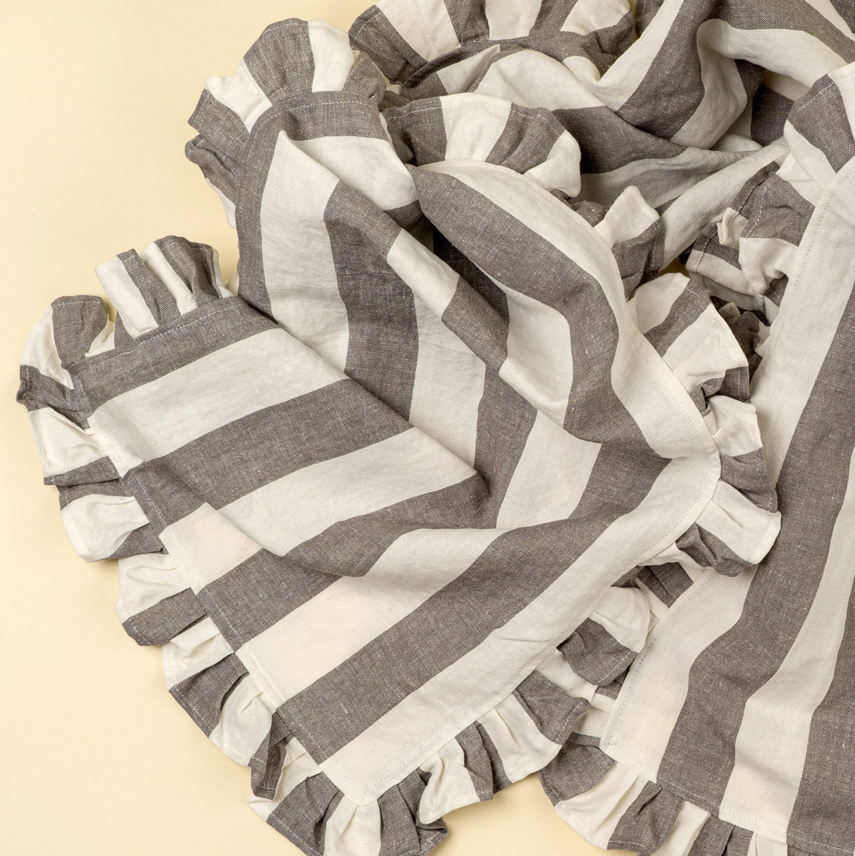 Ruffle Thick Stripe Table Runner - 112"L, Grey, Set of 2 from Mercana - Luna Furniture