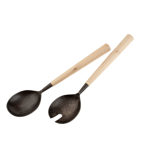Maple Wood Salad Servers S/2, Tumbled Black, Set of 4 from Mercana - Luna Furniture