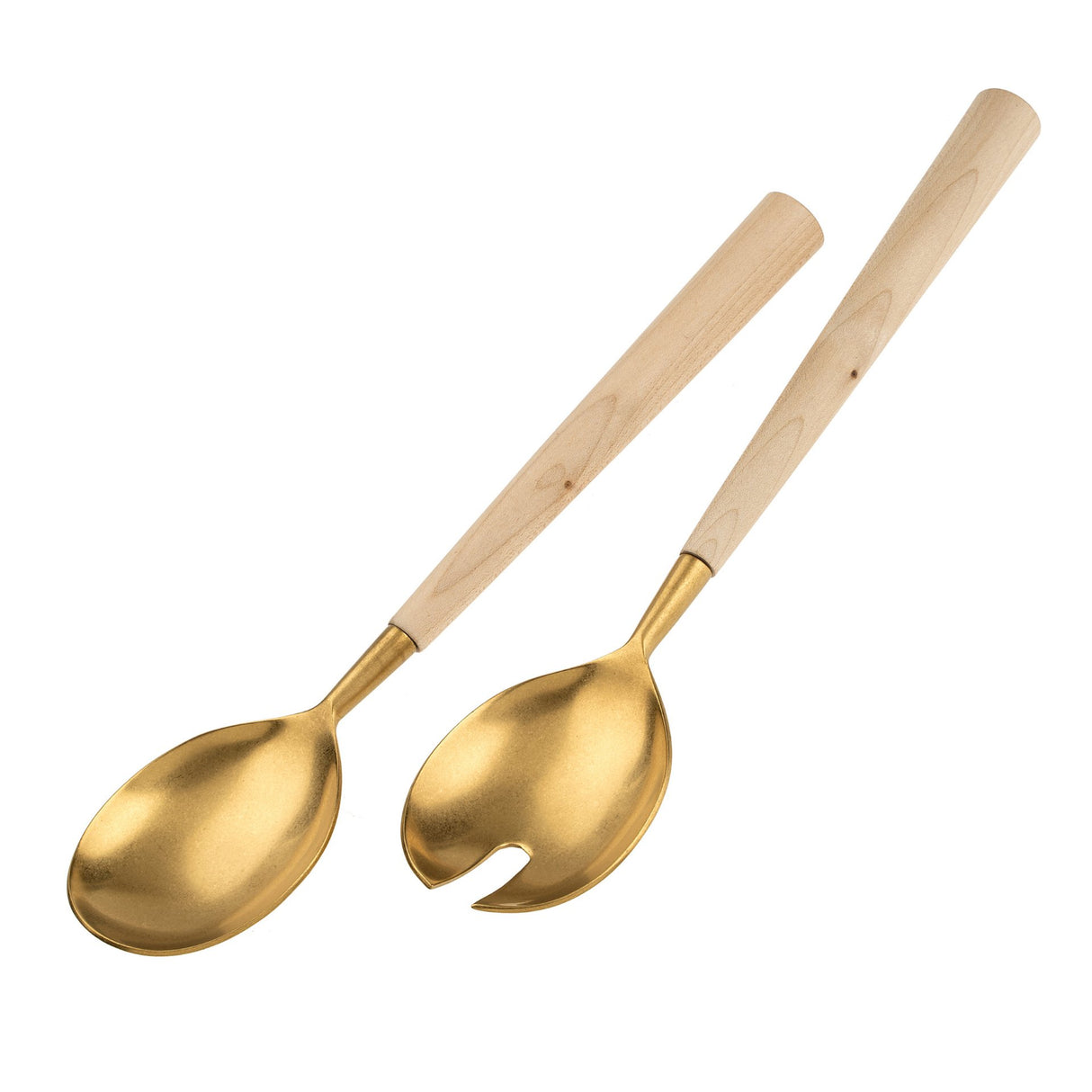 Maple Wood Salad Servers S/2, Tumbled Gold, Set of 4 from Mercana - Luna Furniture