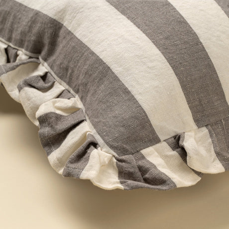 20x20 Ruffle Thick Stripe Pillow, Grey, Set of 2 from Mercana - Luna Furniture