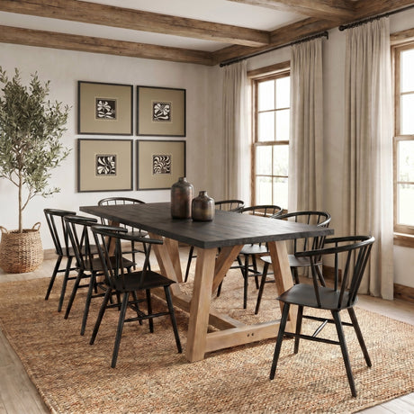 Rialto Rectangular Two-Tone Black and Brown Solid Wood Dining Table from Mercana - Luna Furniture