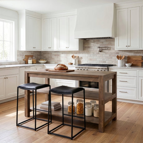 Emeril Brown Solid Wood Two-Tier Smooth Counter Top Kitchen Island from Mercana - Luna Furniture
