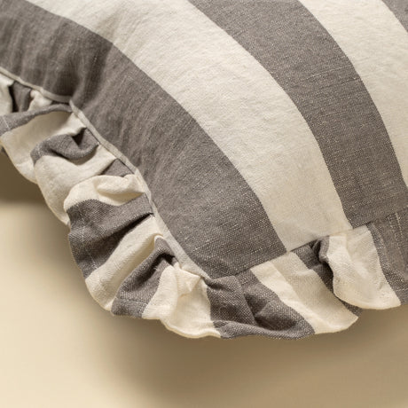 Ruffle 20x20 Thick Stripe Pillow, Grey w/Filler, Set of 2 from Mercana - Luna Furniture