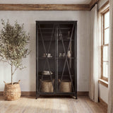 Poppy II 73.8" H Black Metal With Glass Door Display Cabinet from Mercana - Luna Furniture
