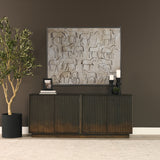 Cinder Distressed Dark Brown Wood Reeded 4-Door Closed Sideboard from Mercana - Luna Furniture