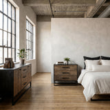 Alvin 82x20 Brown Solid Wood With Black Metal Frame 3 Drawer 2 Cabinet Door Sideboard from Mercana - Luna Furniture