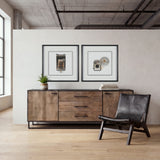 Alvin 82x20 Brown Solid Wood With Black Metal Frame 3 Drawer 2 Cabinet Door Sideboard from Mercana - Luna Furniture