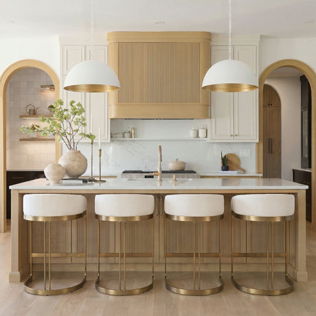 Hollyfield II Cream Fabric Seat W/ Gold Metal Base Counter Stool from Mercana - Luna Furniture