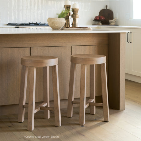 Brahma 30" Total Height White Washed Wood Stool from Mercana - Luna Furniture
