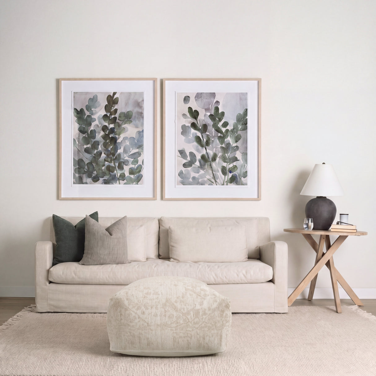 Khloe Large Cream Pouf from Mercana - Luna Furniture