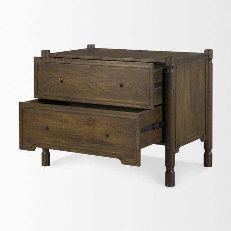 Phil Dark Brown Wood 2 Drawer Accent Cabinet from Mercana - Luna Furniture