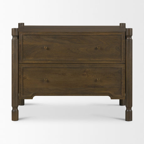 Phil Dark Brown Wood 2 Drawer Accent Cabinet from Mercana - Luna Furniture