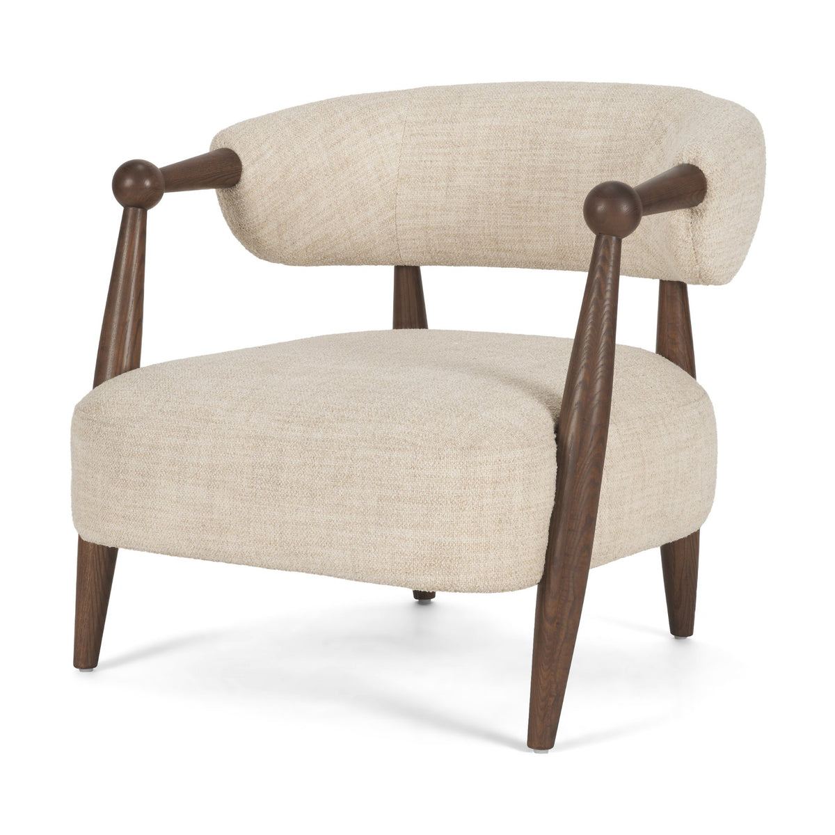 Lewis Oatmeal Fabric w/ Brown Wood Open Back Accent Chair from Mercana - Luna Furniture