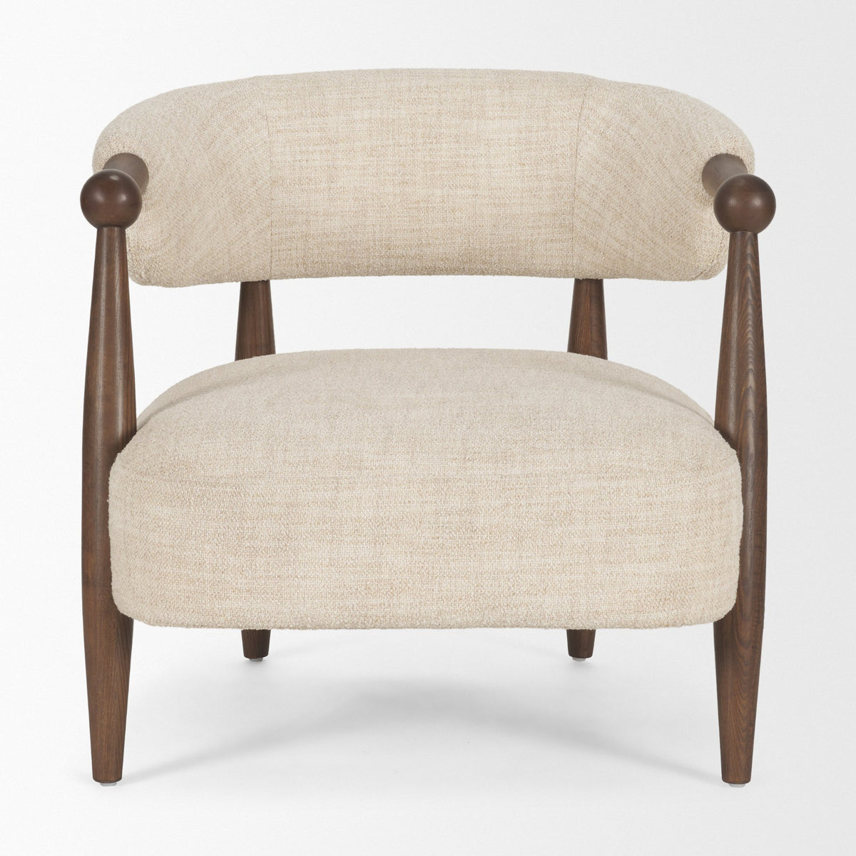 Lewis Oatmeal Fabric w/ Brown Wood Open Back Accent Chair from Mercana - Luna Furniture