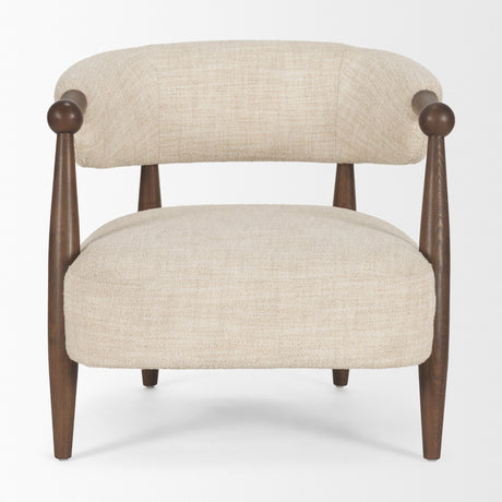 Lewis Oatmeal Fabric w/ Brown Wood Open Back Accent Chair from Mercana - Luna Furniture