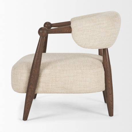 Lewis Oatmeal Fabric w/ Brown Wood Open Back Accent Chair from Mercana - Luna Furniture