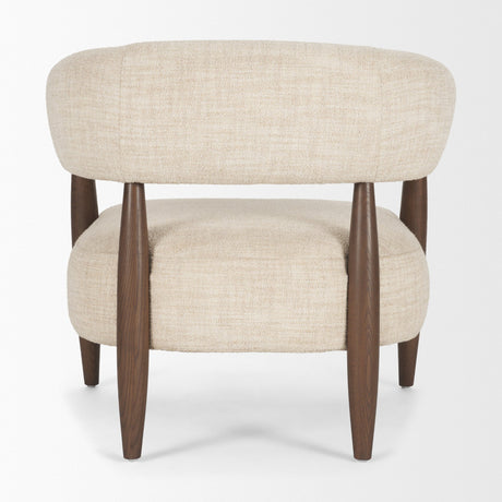 Lewis Oatmeal Fabric w/ Brown Wood Open Back Accent Chair from Mercana - Luna Furniture