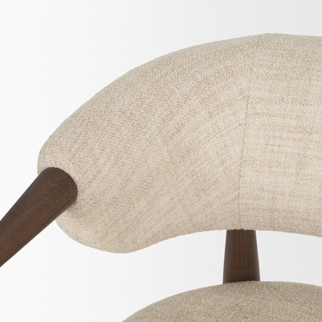 Lewis Oatmeal Fabric w/ Brown Wood Open Back Accent Chair from Mercana - Luna Furniture