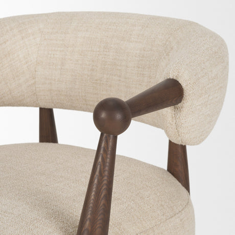 Lewis Oatmeal Fabric w/ Brown Wood Open Back Accent Chair from Mercana - Luna Furniture