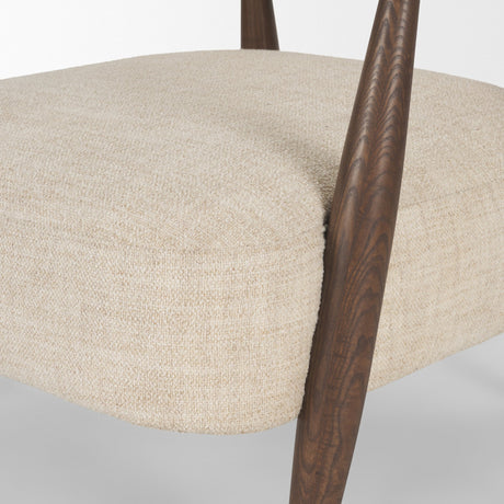 Lewis Oatmeal Fabric w/ Brown Wood Open Back Accent Chair from Mercana - Luna Furniture
