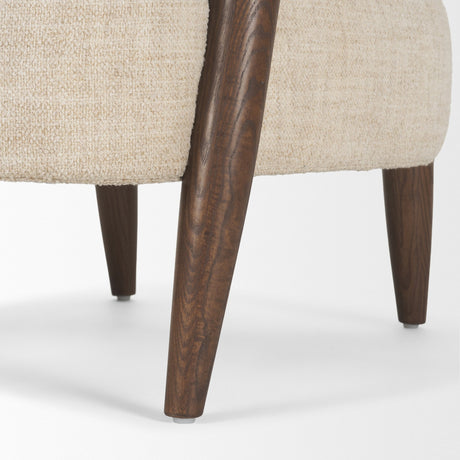 Lewis Oatmeal Fabric w/ Brown Wood Open Back Accent Chair from Mercana - Luna Furniture