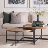 Marquisa 34.25L x 34.25W x 16.5H Small Brown Wood w/ Black Metal Coffee Table from Mercana - Luna Furniture