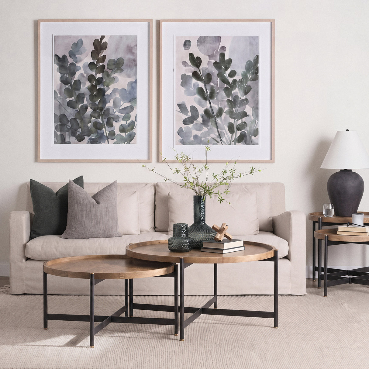 Marquisa 34.25L x 34.25W x 16.5H Small Brown Wood w/ Black Metal Coffee Table from Mercana - Luna Furniture