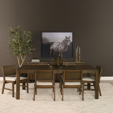 Reid Framed Brown Cane Cream Fabric Dining Chair, Set of 2 from Mercana - Luna Furniture