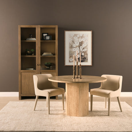 Torreno 42" Travertine Round Top Hexagon Pedestal Dining Table from Mercana - Luna Furniture