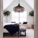 Camila (40"x31") Black Metal Mesh-Style Four Bulb Chandelier from Mercana - Luna Furniture