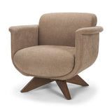 Oskar Chocolate Fabric w/ Brown Wood Base Swivel Accent Chair from Mercana - Luna Furniture