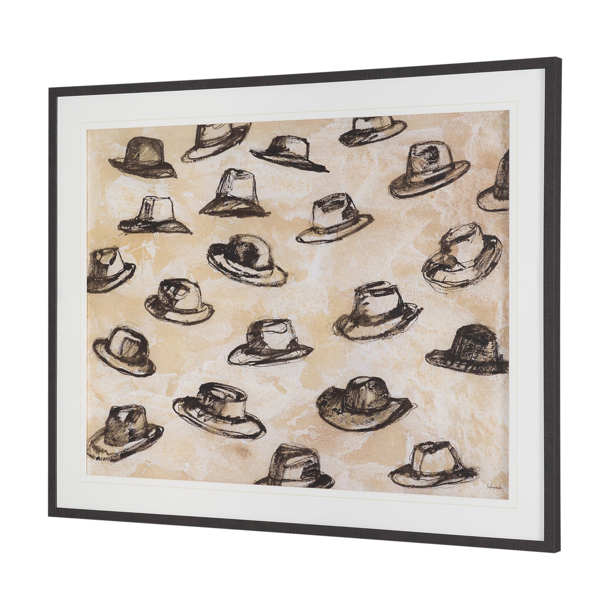 "Hat Trick" by Mercana Studio Hand-Embellished Textured Framed Artwork Matted under Glass from Mercana - Luna Furniture