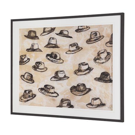 "Hat Trick" by Mercana Studio Hand-Embellished Textured Framed Artwork Matted under Glass from Mercana - Luna Furniture