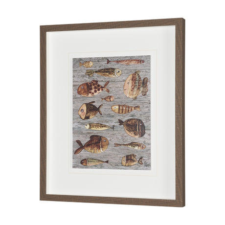 Fish Pattern II by Mercana Studio Hand-Embellished Textured Framed Artwork Matted under Glass from Mercana - Luna Furniture