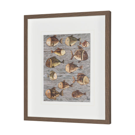 Fish Pattern I by Mercana Studio Hand-Embellished Textured Framed Artwork Matted under Glass from Mercana - Luna Furniture