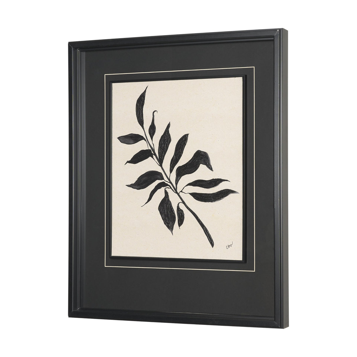 Laurel Branch by Cristina Bartl Villa Hand-Embellished Textured Framed Artwork Matted Under Glass from Mercana - Luna Furniture