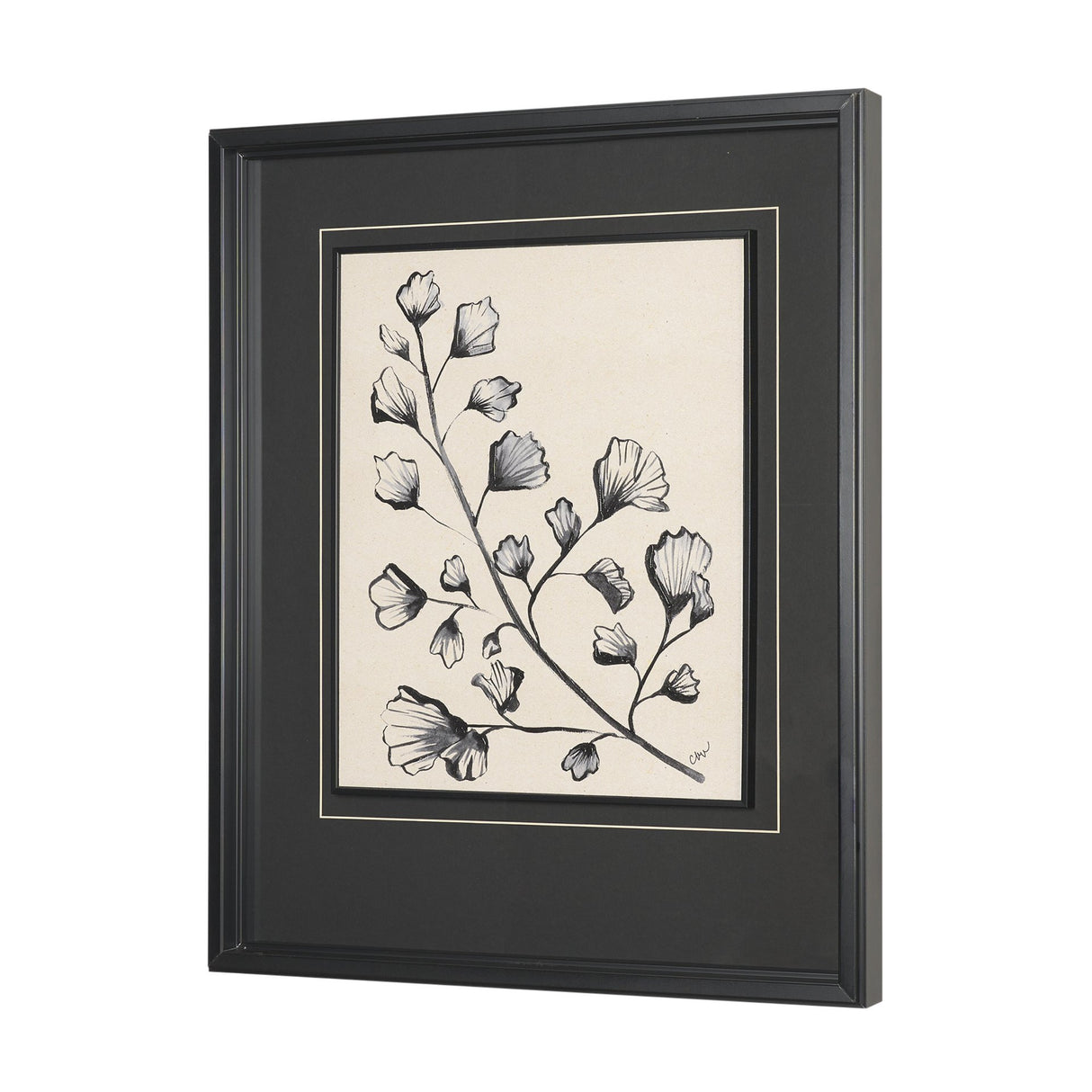 Fan Leaves by Cristina Bartl Villa Hand-Embellished Textured Framed Artwork Matted under Glass from Mercana - Luna Furniture