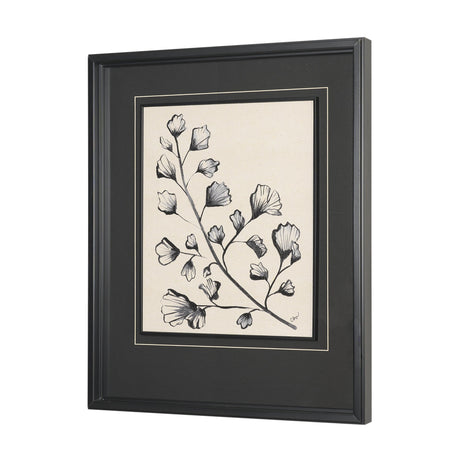 Fan Leaves by Cristina Bartl Villa Hand-Embellished Textured Framed Artwork Matted under Glass from Mercana - Luna Furniture