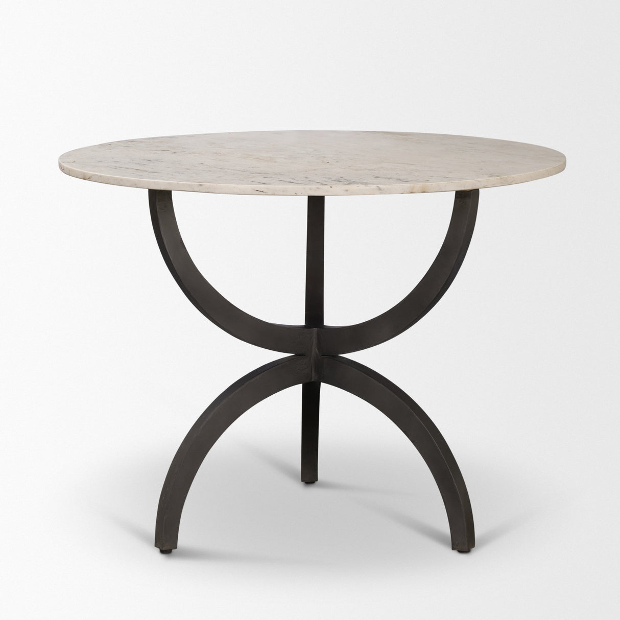 Veneto 40" Round White Marble Top with Black Metal Base Dining Table from Mercana - Luna Furniture