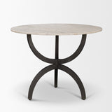Veneto 40" Round White Marble Top with Black Metal Base Dining Table from Mercana - Luna Furniture