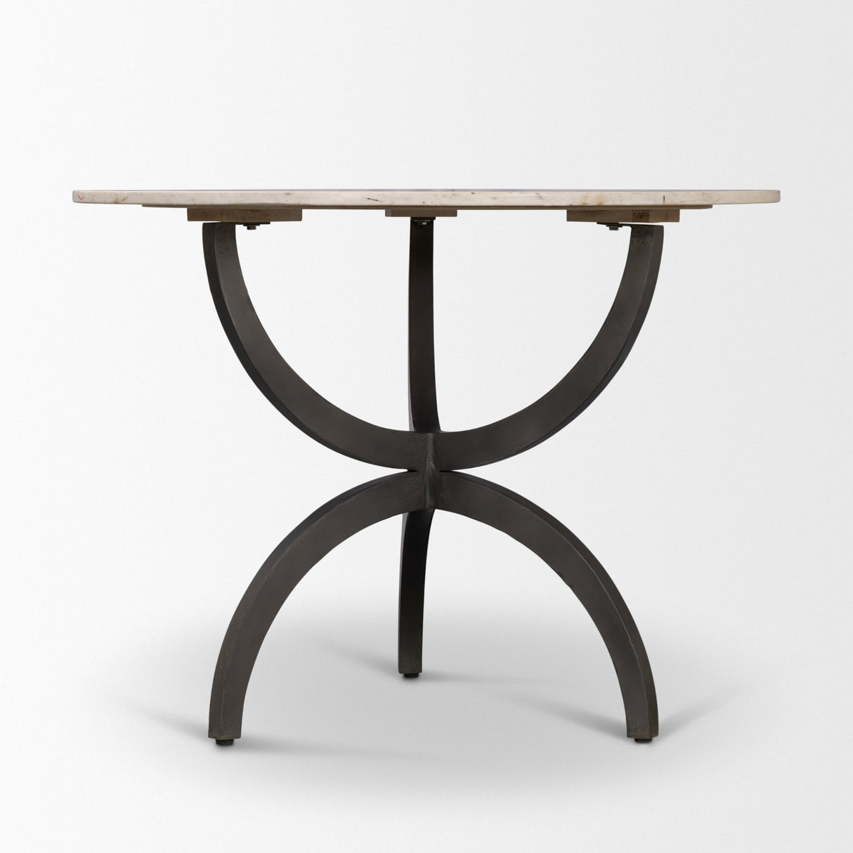 Veneto 40" Round White Marble Top with Black Metal Base Dining Table from Mercana - Luna Furniture