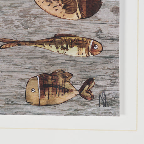 Fish Pattern I by Mercana Studio Hand-Embellished Textured Framed Artwork Matted under Glass from Mercana - Luna Furniture
